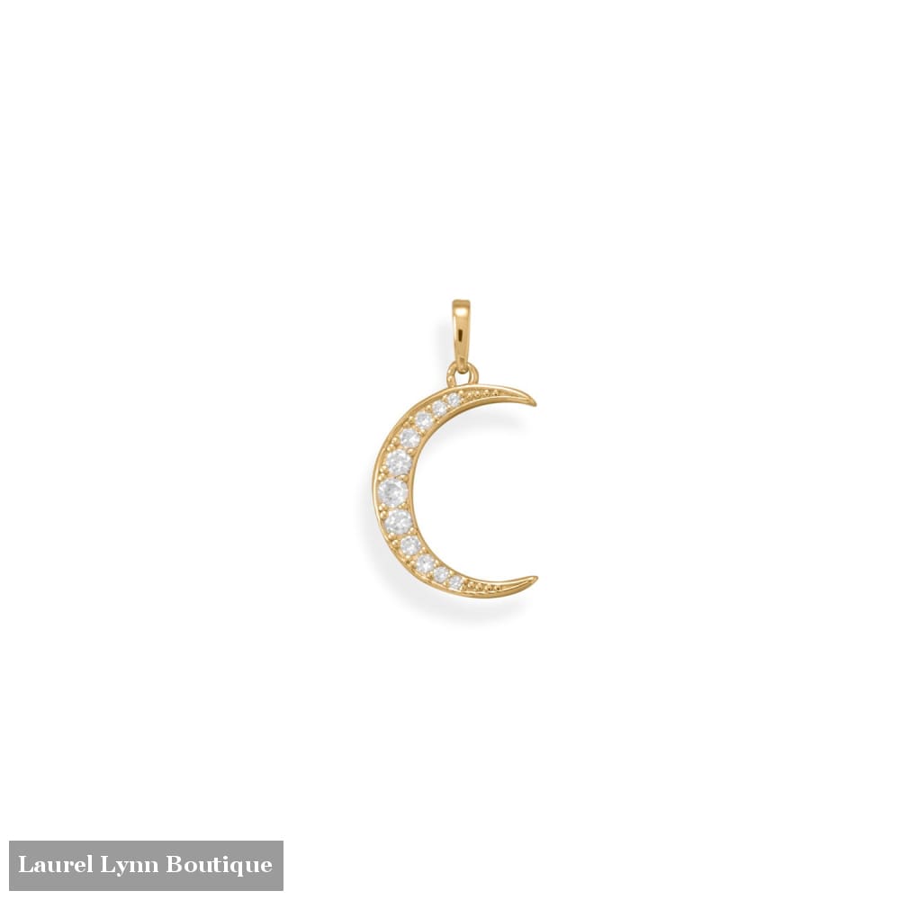 Be Bright! 14 Karat Gold Plated CZ Crescent Moon Pendant - 74681 - Liliana Skye