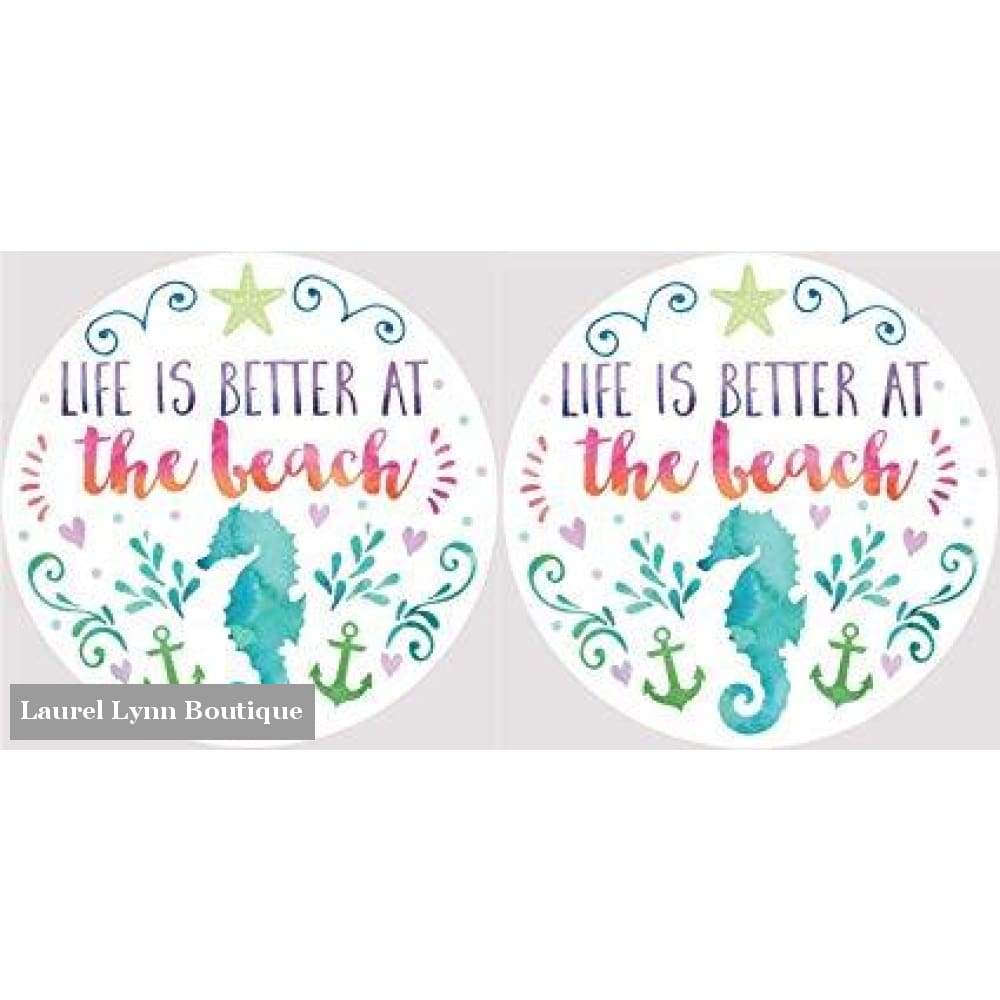 Better At The Beach Car Coaster Set #4045 - Clementine Design - Blairs Jewelry & Gifts