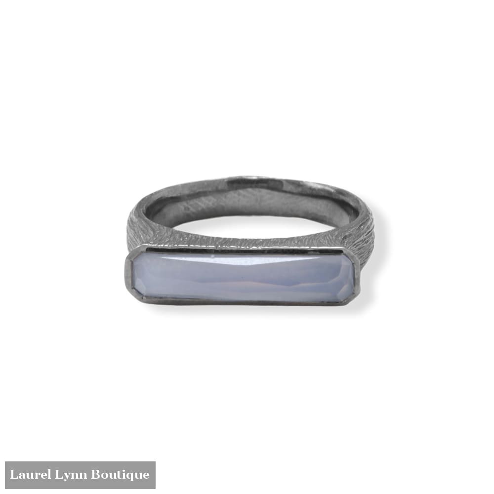 Black Rhodium Plated Chalcedony Bar Ring - 83940-9 - Liliana Skye