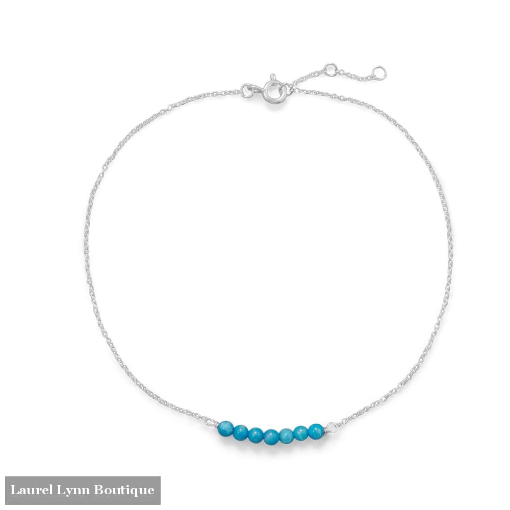 Blue Howlite Bead Bar Anklet - 92122 - Liliana Skye