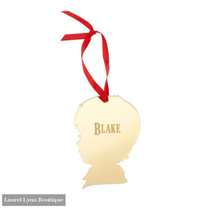 Boy Silhouette Mirrored Acrylic Ornament - Gold Mirror - Wholesale Boutique - Blairs Jewelry & Gifts