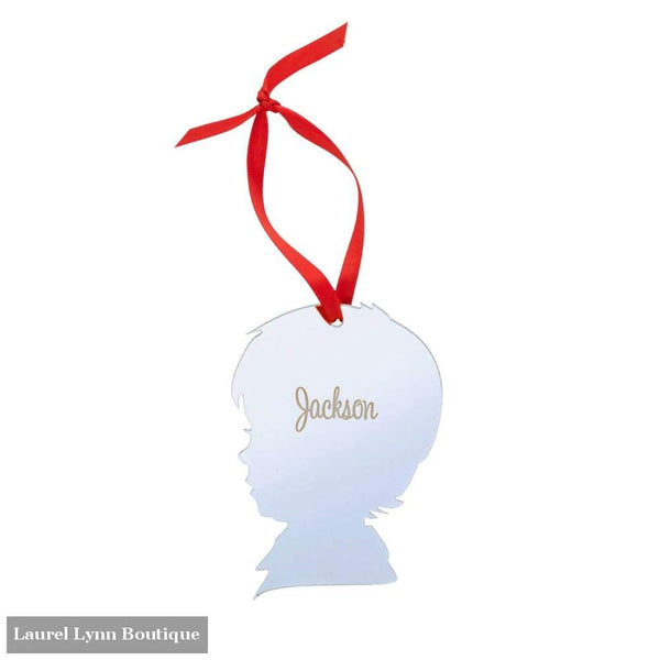Boy Silhouette Mirrored Acrylic Ornament - Silver Mirror - Wholesale Boutique - Blairs Jewelry & Gifts