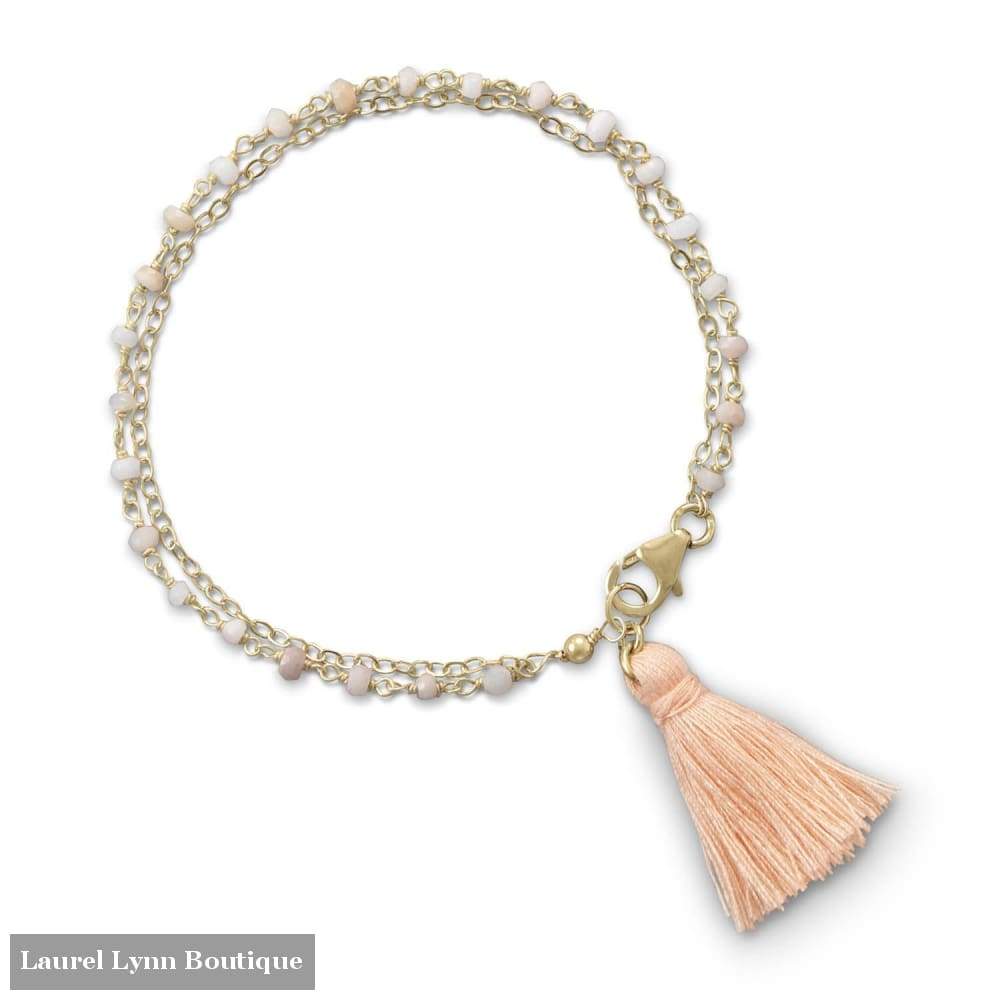 Double Strand Bracelet With Pink Opal And A Tassel - Laurel Lynn Collection - Blairs Jewelry & Gifts