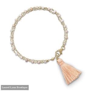 Double Strand Bracelet With Pink Opal And A Tassel - Laurel Lynn Collection - Blairs Jewelry & Gifts