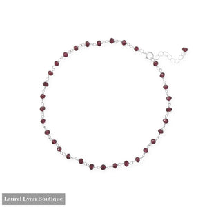 Glam and Gleaming Garnet! 9.5+1 Sterling Silver Beaded Anklet - 92163 - Liliana Skye