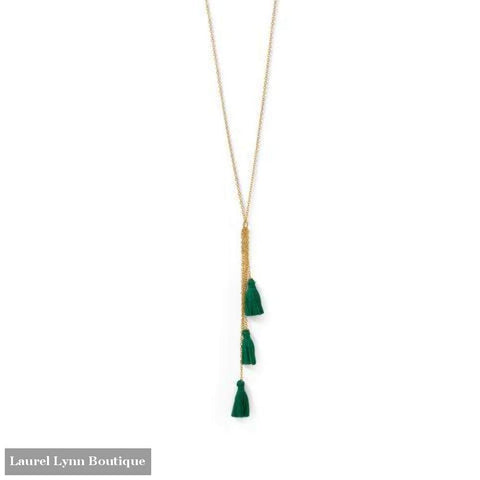 Green Tassel Necklace - Laurel Lynn Collection - Blairs Jewelry & Gifts