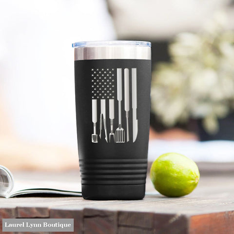 Grill Flag Black 20oz Insulated Tumbler - TWB20-GFLAG-BLK - Viv & Lou