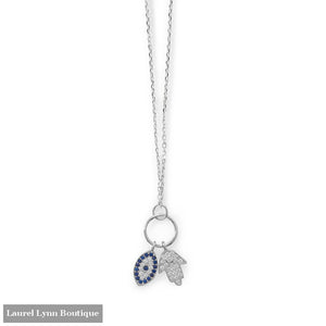 Hamsa and Evil Eye CZ Necklace - 34267 - Liliana Skye