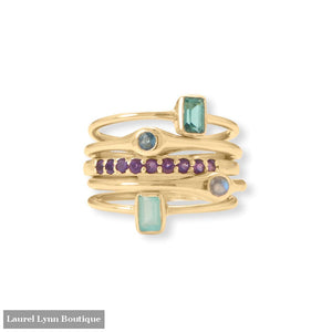 Life in Color! 14 Karat Gold Plated Set of Five Rings - 83959-7 - Liliana Skye