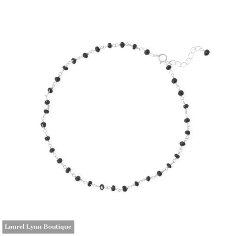 Midnight Magic! 9.5+1 Sterling Silver Beaded Anklet - 92164 - Liliana Skye