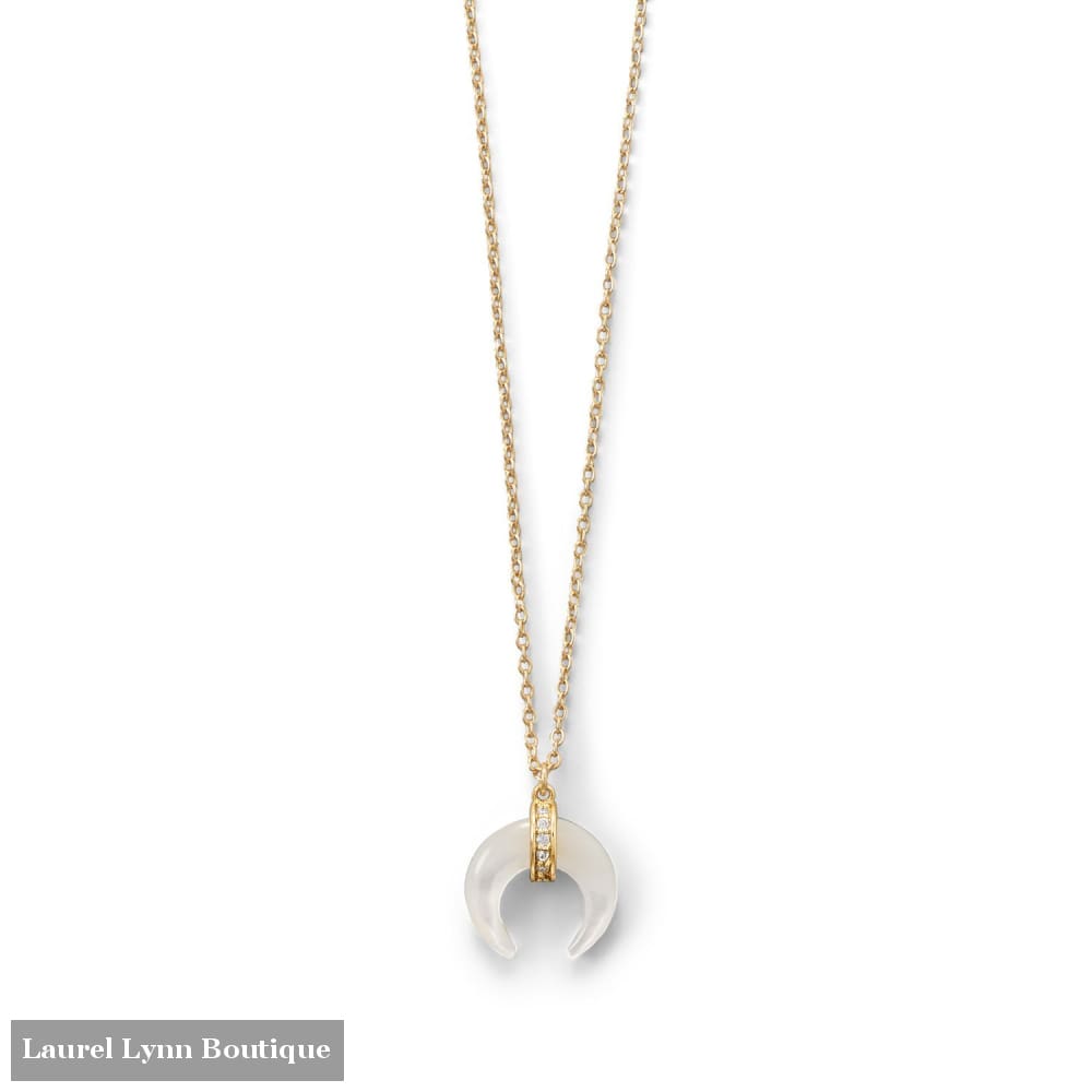 Mother of Pearl Crescent Gold Plated Necklace - 34266 - Liliana Skye