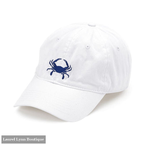 Navy Crab Embroidered White Cap - M190VL-WHT-NYCRAB - Viv & Lou