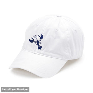 Navy Lobster Embroidered White Cap - M190VL-WHT-NYLOB - Viv & Lou