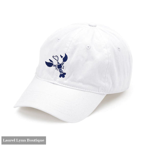 Navy Lobster Embroidered White Cap - M190VL-WHT-NYLOB - Viv & Lou