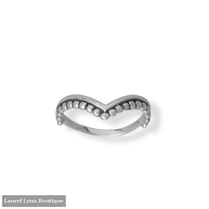 Oxidized Beaded V Design Ring - 83933-9 - Liliana Skye