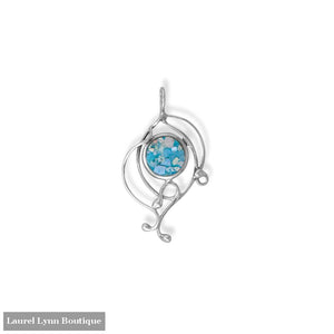 Oxidized Ornate Roman Glass Slide Pendant - 74692 - Liliana Skye