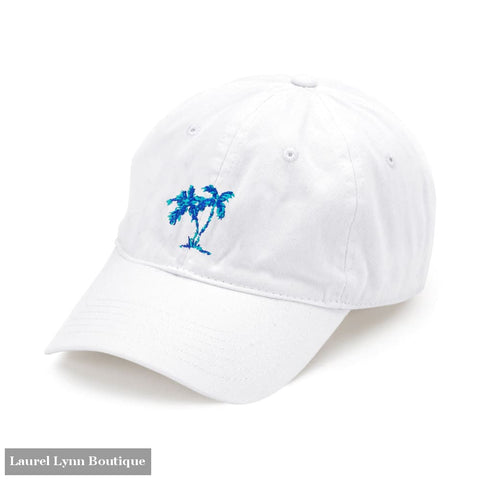 Palm Tree Embroidered White Cap - M190VL-WHT-PALMS - Viv & Lou
