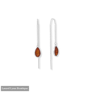Pear Amber Threader Earrings - 66760 - Liliana Skye