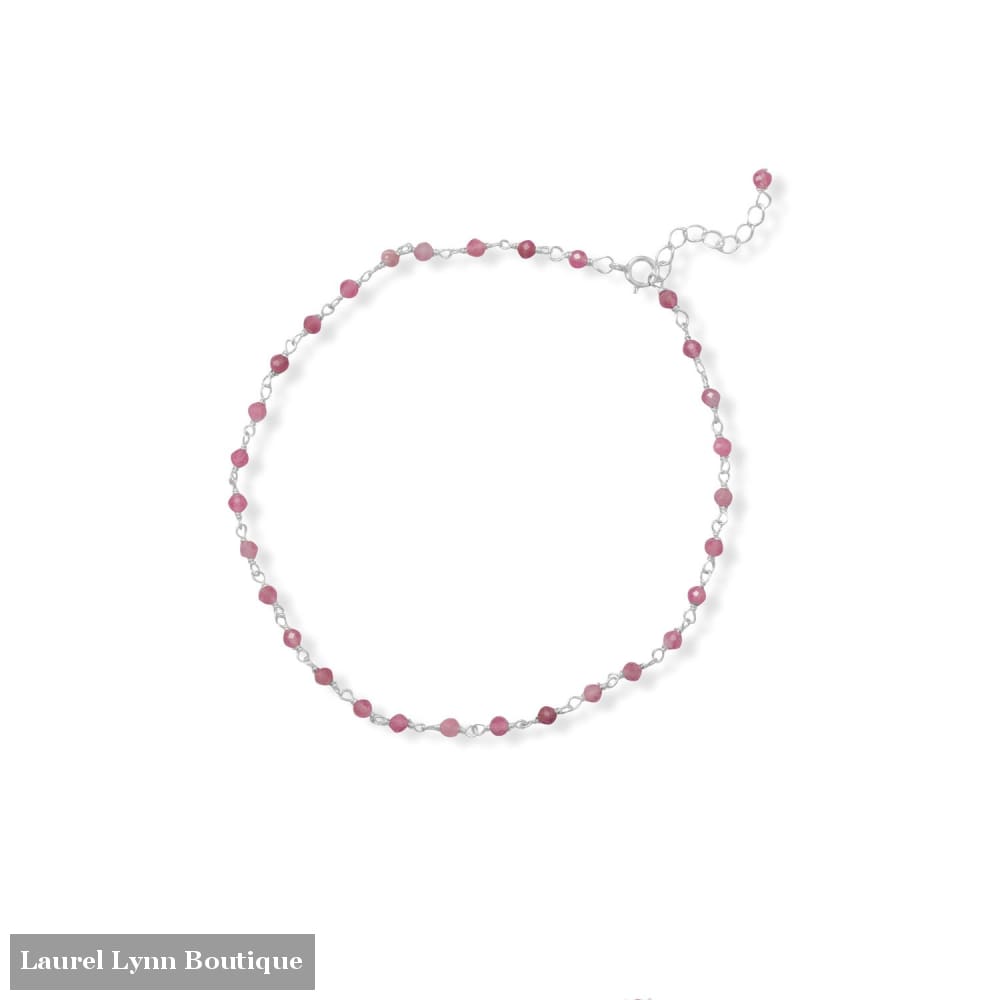 Pop of Pink! 9.5+1 Tourmaline Bead Anklet - 92174 - Liliana Skye