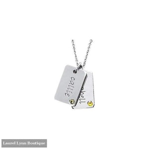 Posh Mommy Mini Dog Tag Pendant - 14K White / January / Bradley Hand - Stuller - Blairs Jewelry & Gifts