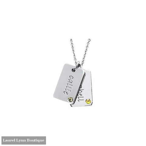 Posh Mommy Mini Dog Tag Pendant - 14K White / January / Bradley Hand - Stuller - Blairs Jewelry & Gifts