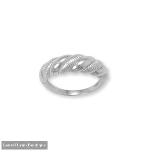 Rhodium Plated Alternating Textured Twist Ring - 83966-9 - Liliana Skye