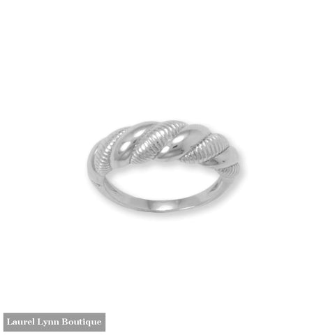 Rhodium Plated Alternating Textured Twist Ring - 83966-9 - Liliana Skye