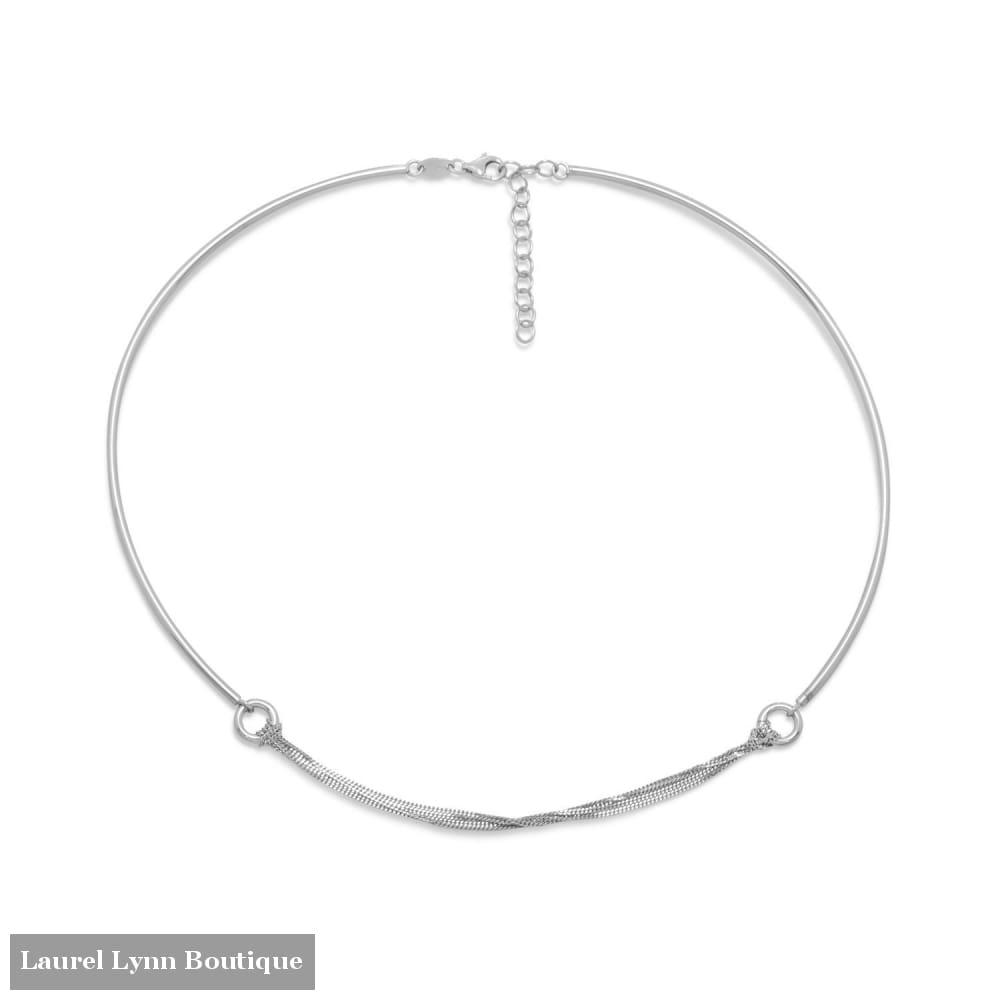 Rhodium Plated Collar With Chain Front - Liliana Skye - Blairs Jewelry & Gifts
