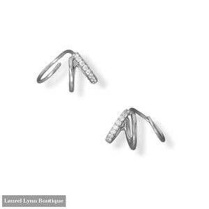 Rhodium Plated CZ Hoop Earrings - 66745 - Liliana Skye