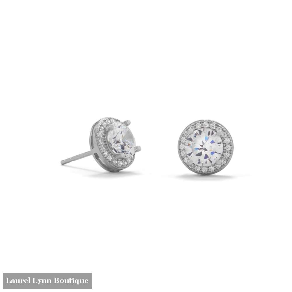 Rhodium Plated Elegant 6.5Mm Cz Studs - Liliana Skye - Blairs Jewelry & Gifts
