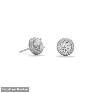 Rhodium Plated Elegant 6.5Mm Cz Studs - Liliana Skye - Blairs Jewelry & Gifts