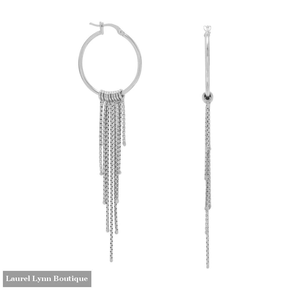 Rhodium Plated Hoop Earrings With Graduated Chains - Liliana Skye - Blairs Jewelry & Gifts