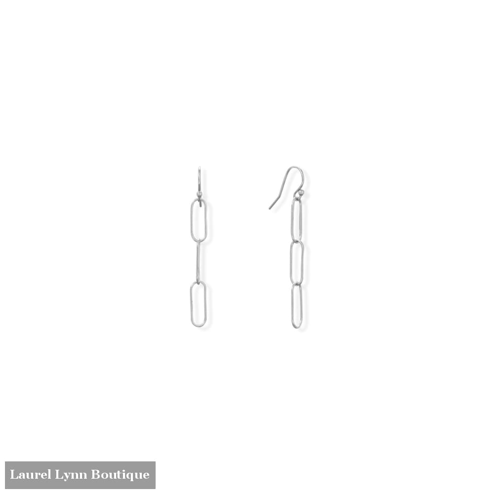 Rhodium Plated Paperclip French Wire Earrings - 66586 - Liliana Skye