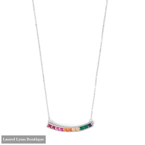 Rhodium Plated Rainbow CZ Necklace - 34264 - Liliana Skye