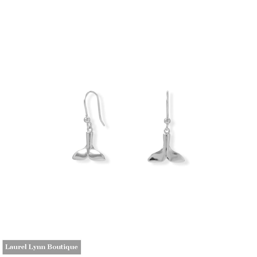 Rhodium Plated Whale Tail French Wire Earrings - 66541 - Liliana Skye