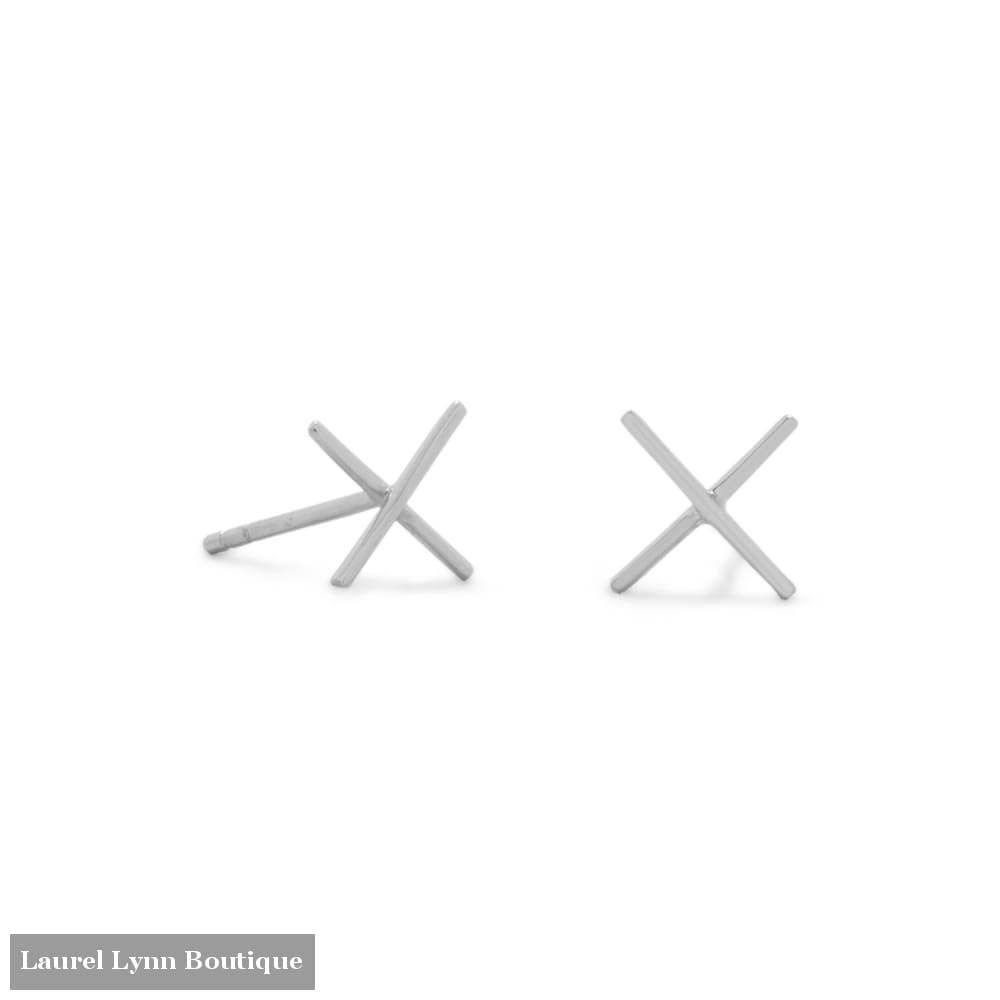 Rhodium Plated X Stud Earrings - Liliana Skye - Blairs Jewelry & Gifts