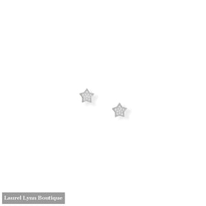 Shine Bright! Rhodium Plated CZ Star Stud Earrings - 66569 - Liliana Skye