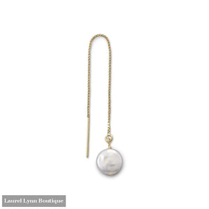 Single Cultured Freshwater Coin Pearl Threader Earring - Liliana Skye - Blairs Jewelry & Gifts