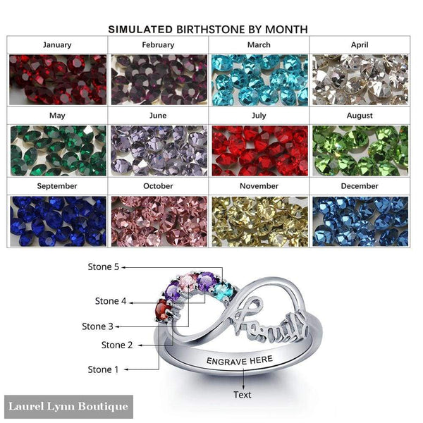 Sterling Silver 5 Stone Family Ring - Jewelora - Blairs Jewelry & Gifts