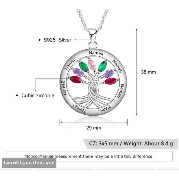 Sterling Silver 7 Stone Mother’s Necklace - NE103201 - Laurel Lynn Boutique