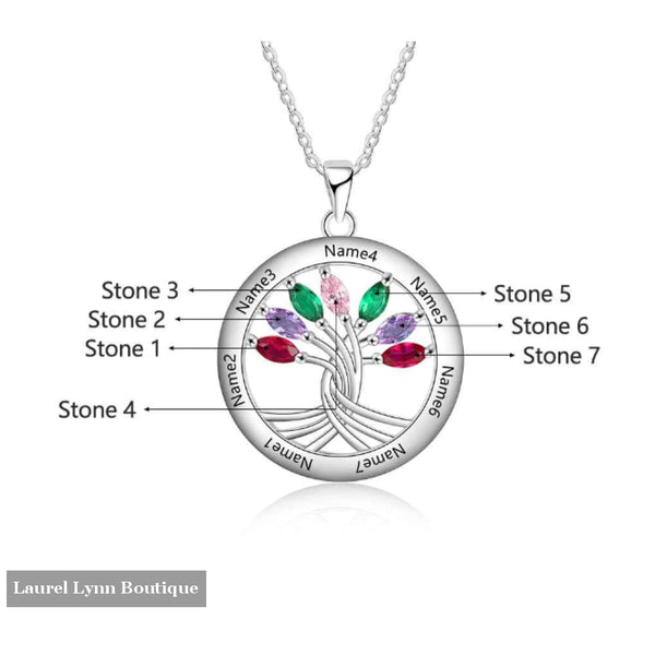 Sterling Silver 7 Stone Mother’s Necklace - NE103201 - Laurel Lynn Boutique
