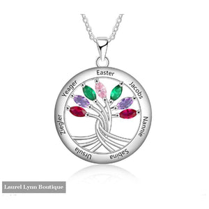 Sterling Silver 7 Stone Mother’s Necklace - NE103201 - Laurel Lynn Boutique