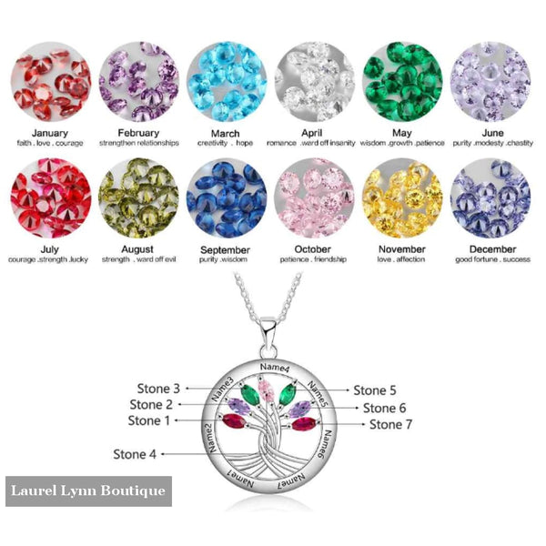 Sterling Silver 7 Stone Mother’s Necklace - NE103201 - Laurel Lynn Boutique