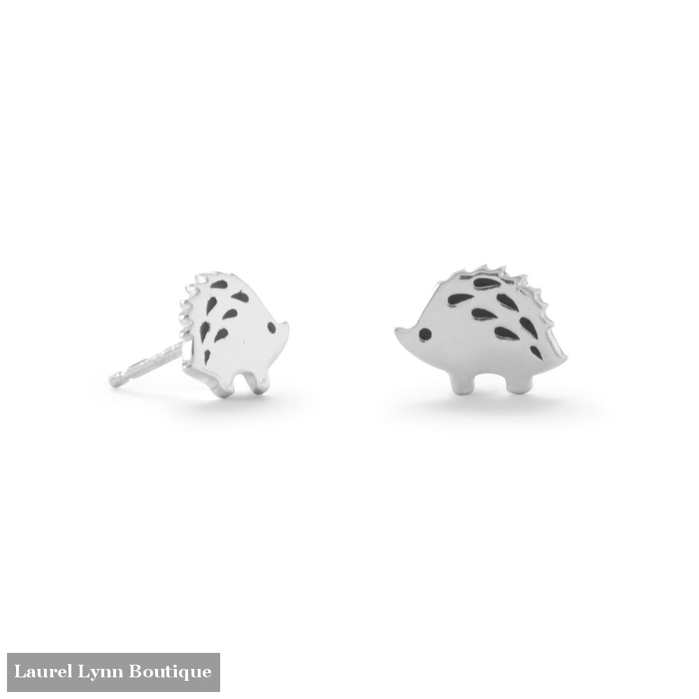Sterling Silver and Enamel Hedgehog Earrings - 66384 - Liliana Skye