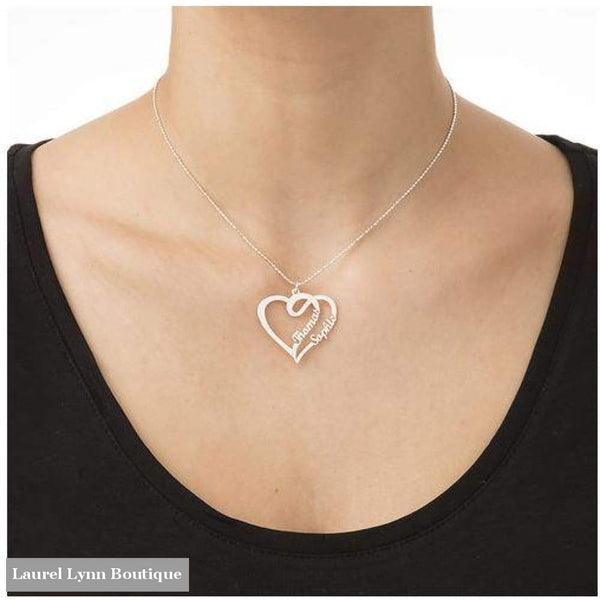 Sterling Silver Heart Double Name Necklace - Jewelora - Blairs Jewelry & Gifts