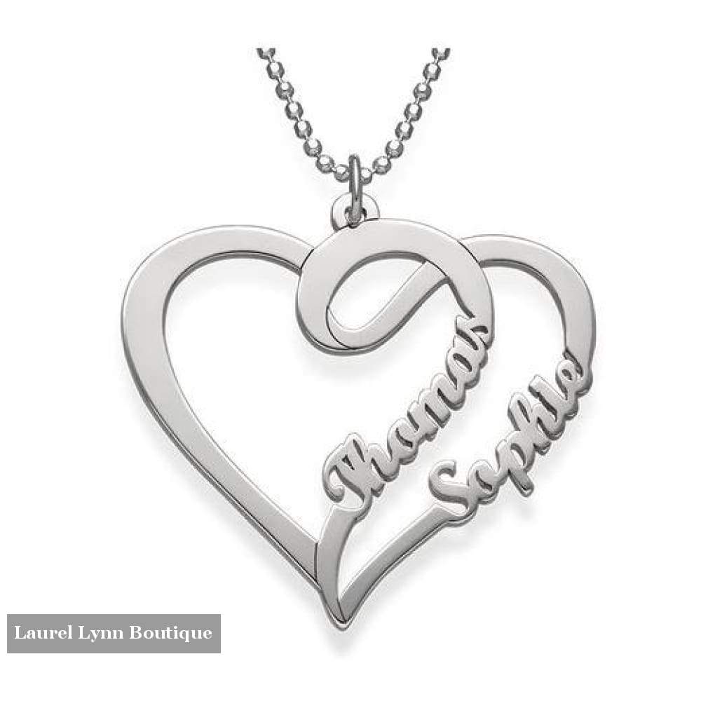 Sterling Silver Heart Double Name Necklace - Jewelora - Blairs Jewelry & Gifts