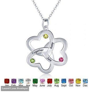 Sterling Silver Heart Family Necklace - Jewelora - Blairs Jewelry & Gifts