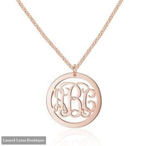 Sterling Silver Monogram Necklace - Rose Plated - Jewelora - Blairs Jewelry & Gifts