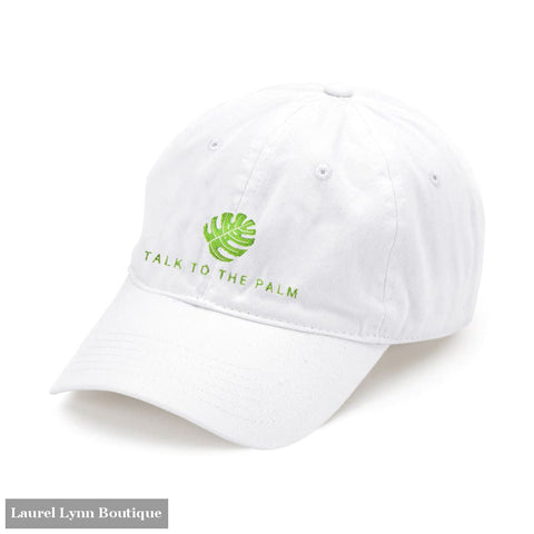 Talk to the Palm Embroidered White Cap - M190VL-WHT-PALM - Viv & Lou