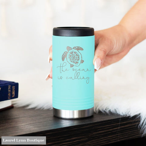 The Ocean is Calling Teal Slim Can Beverage Holder - TWBH-OCEAN-TEAL - Viv & Lou